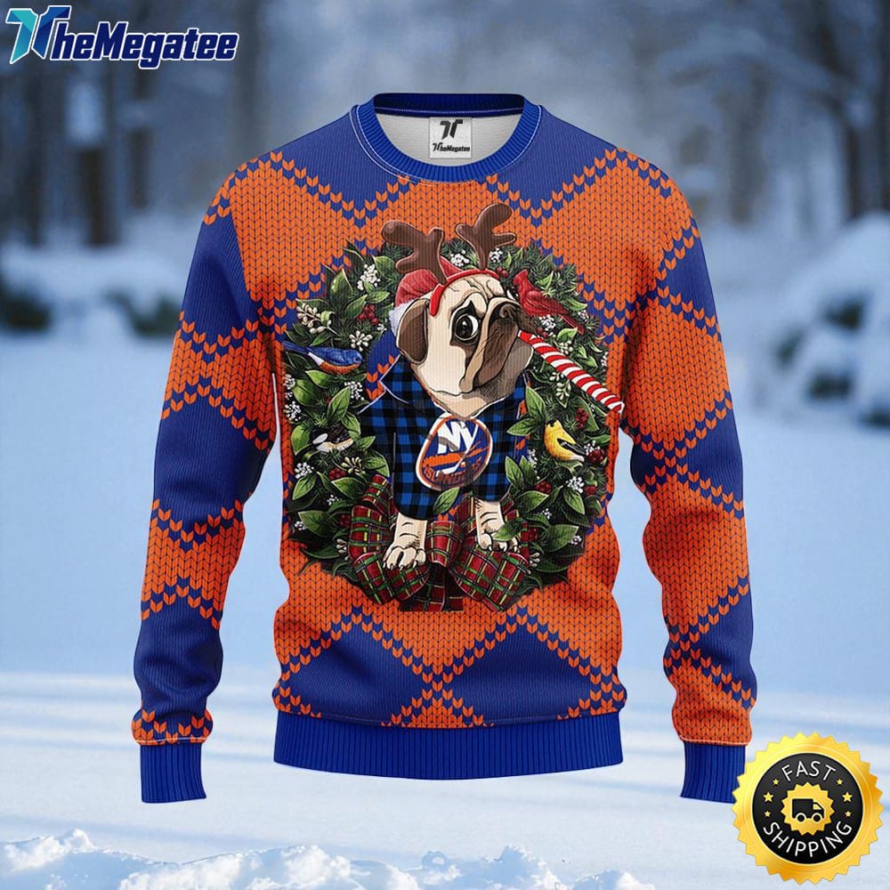 NHL New York Islanders Ugly Sweater Pub Dog Ugly Christmas Sweater For Fans NHL New York Islanders Ugly Sweater Pub Dog Ugly Christmas Sweater For Fans