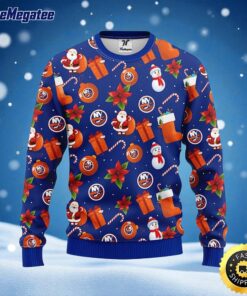 NHL New York Islanders Ugly Sweater Santa Claus Snowman Ugly Christmas Sweater For Fans