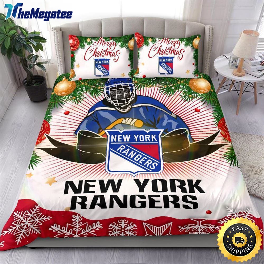 NHL New York Rangers Bedding Sets Merry Christmas Quilt Bedding Sets 2025 NHL New York Rangers Bedding Sets Merry Christmas Quilt Bedding Sets 2025