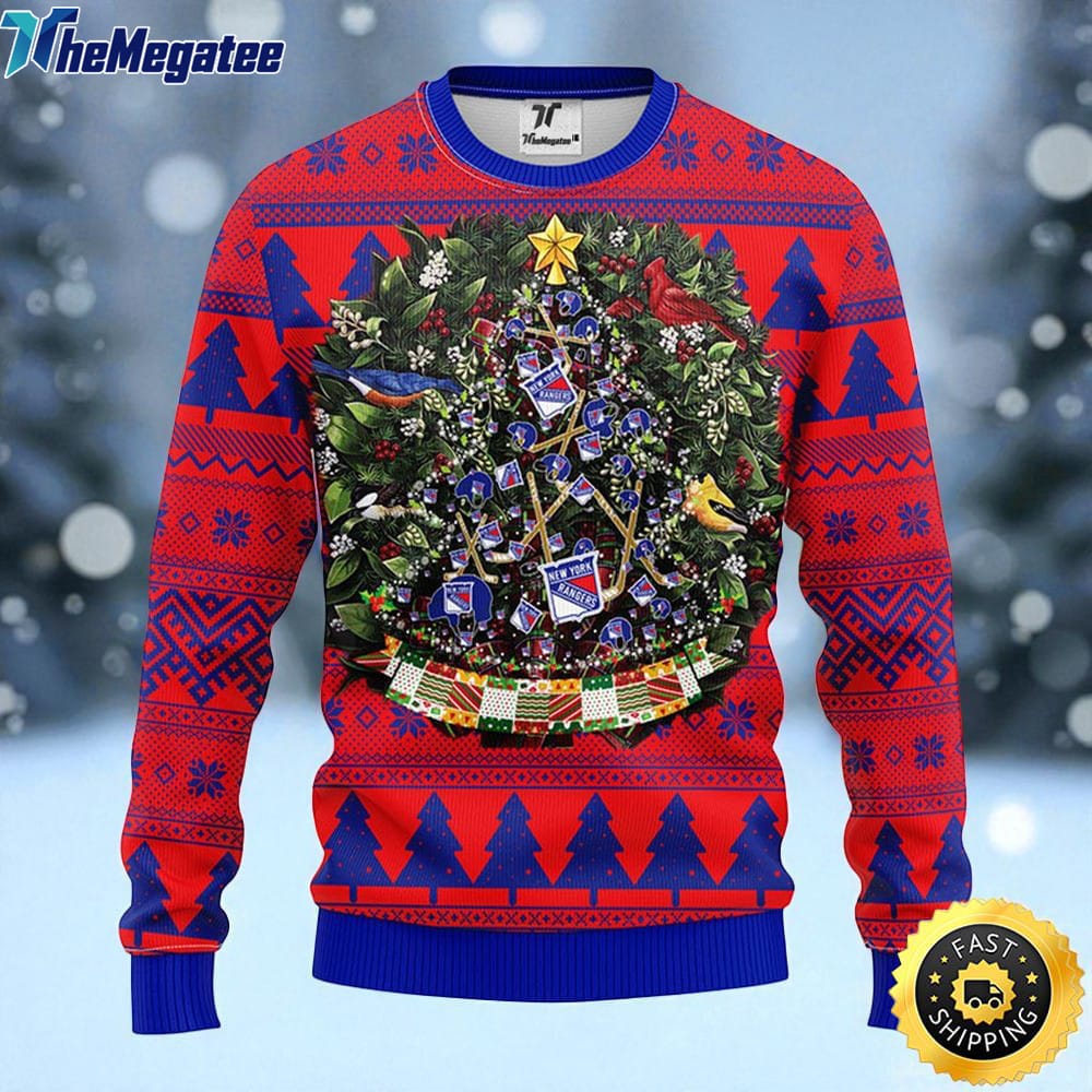 NHL New York Rangers Ugly Christmas Sweater Ball Pine Tree, NFL Christmas Sweater NHL New York Rangers Ugly Christmas Sweater Ball Pine Tree, NFL Christmas Sweater