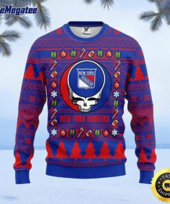 NHL New York Rangers Ugly Sweater Grateful Dead Ugly Christmas Fleece Sweater For Fans