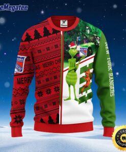 NHL New York Rangers Ugly Sweater Grinch And Scooby doo Ugly Christmas Sweater For Fans