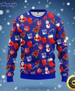 NHL New York Rangers Ugly Sweater Santa Claus Snowman Ugly Christmas Sweater For Fans