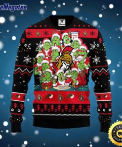 NHL Ottawa Senators Ugly Sweater 12 Expressions Of Grinch During The Christmas Season Sweater For Fans