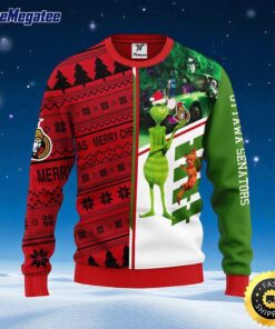 NHL Ottawa Senators Ugly Sweater Grinch And Scooby doo Ugly Christmas Sweater For Fans