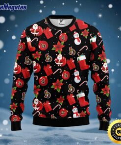 NHL Ottawa Senators Ugly Sweater Santa Claus Snowman Ugly Christmas Sweater For Fans