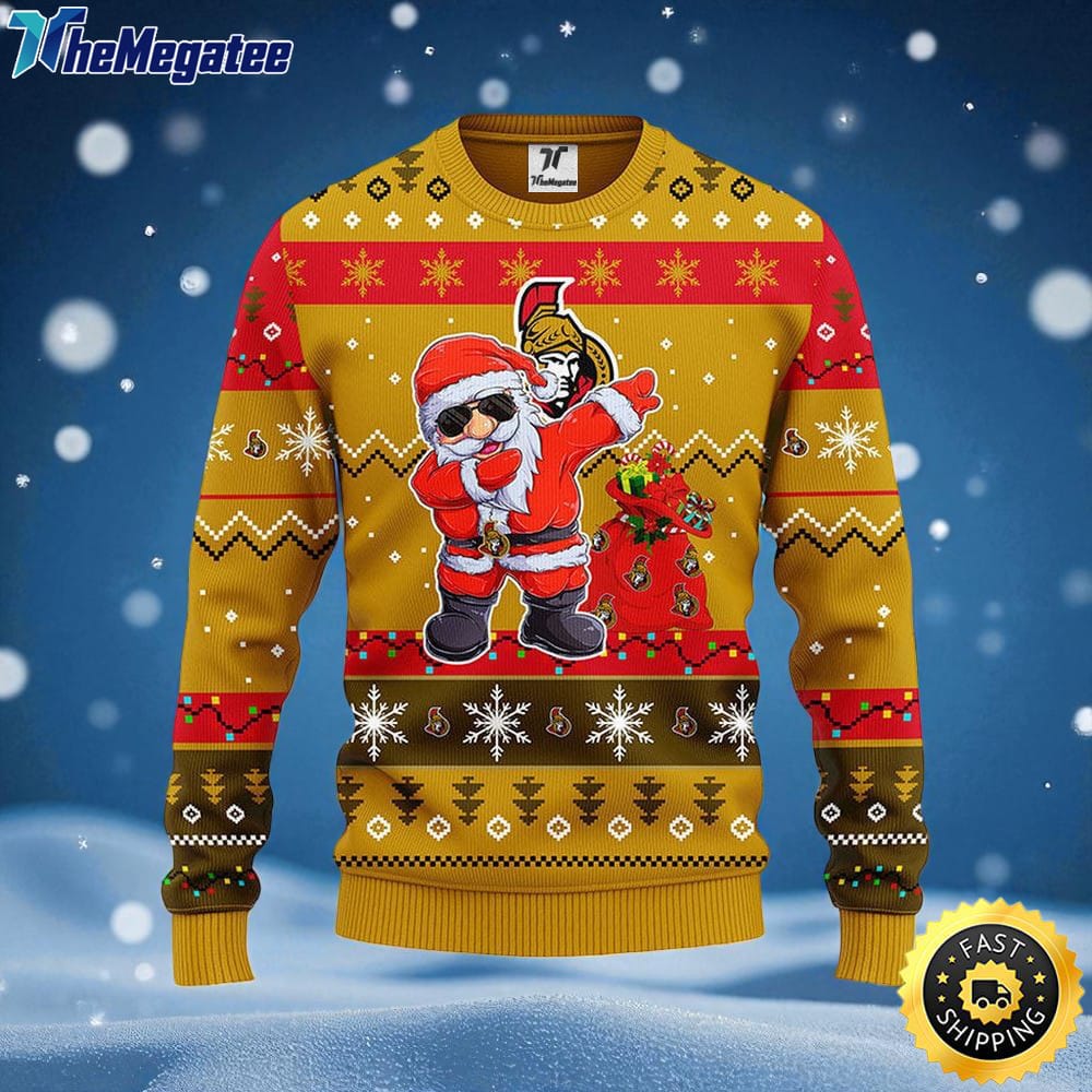 NHL Ottawa Senators Ugly Sweater Santa Claus Ugly Christmas Sweater For Fans NHL Ottawa Senators Ugly Sweater Santa Claus Ugly Christmas Sweater For Fans