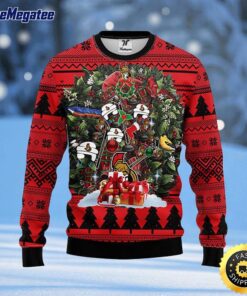 NHL Ottawa Senators Ugly Sweater Tree Ugly Christmas Fleece Sweater For Fans
