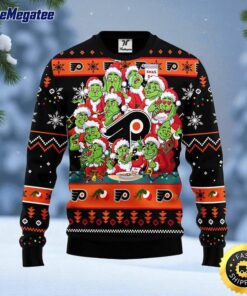 NHL Philadelphia Flyers Ugly Sweater 12 Expressions Of Grinch During The Christmas Season Sweater For Fans