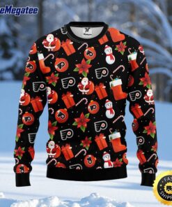 NHL Philadelphia Flyers Ugly Sweater Santa Claus Snowman Ugly Christmas Sweater For Fans