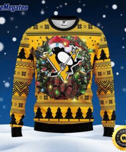 NHL Pittsburgh Penguins Ugly Sweater Christmas Wreath Ugly Sweater For Fans