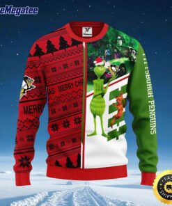 NHL Pittsburgh Penguins Ugly Sweater Grinch And Scooby doo Ugly Christmas Sweater For Fans