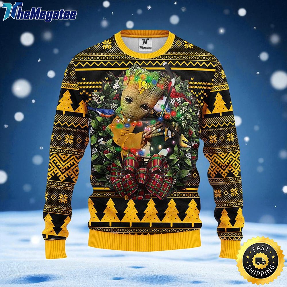 NHL Pittsburgh Penguins Ugly Sweater Groot Christmas Sweater For Fans NHL Pittsburgh Penguins Ugly Sweater Groot Christmas Sweater For Fans