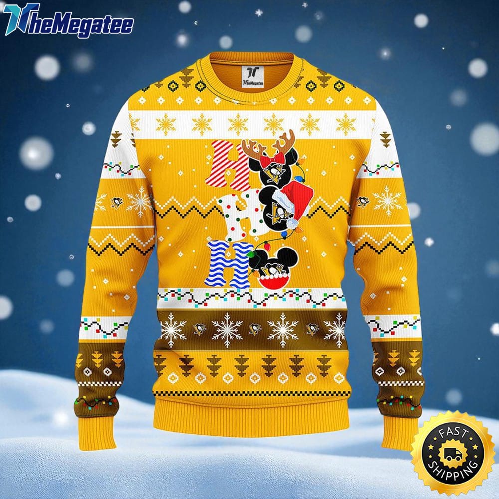 NHL Pittsburgh Penguins Ugly Sweater Hohoho Mickey Ugly Christmas Sweater For Fans NHL Pittsburgh Penguins Ugly Sweater Hohoho Mickey Ugly Christmas Sweater For Fans