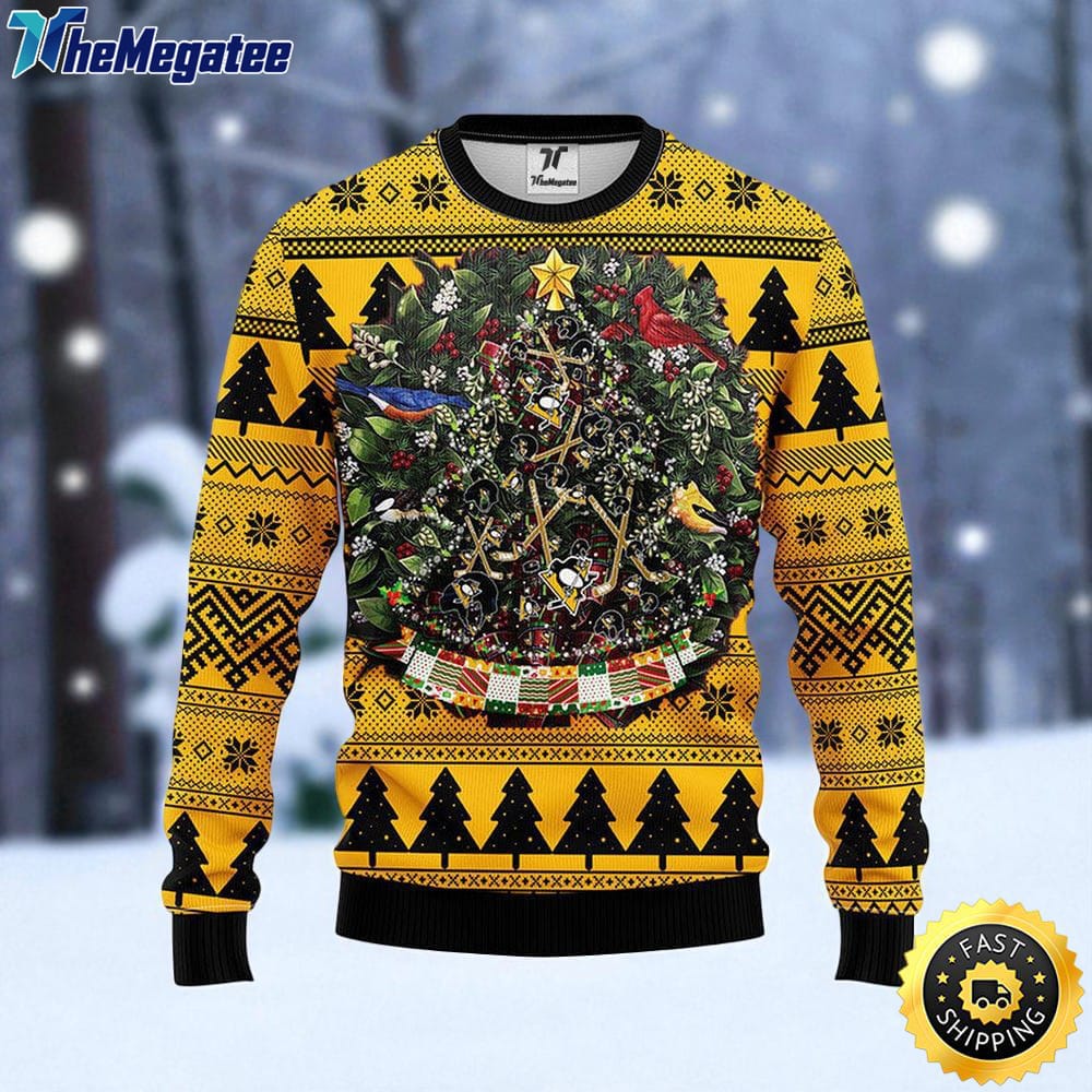 NHL Pittsburgh Penguins Ugly Sweater Tree Ugly Christmas Fleece Sweater For Fans NHL Pittsburgh Penguins Ugly Sweater Tree Ugly Christmas Fleece Sweater For Fans