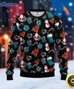 NHL San Jose Sharks Ugly Sweater Santa Claus Snowman Ugly Christmas Sweater For Fans
