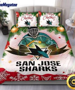 NHL San Jose Sharks Bedding Sets Merry Christmas Quilt Bedding Sets 2025