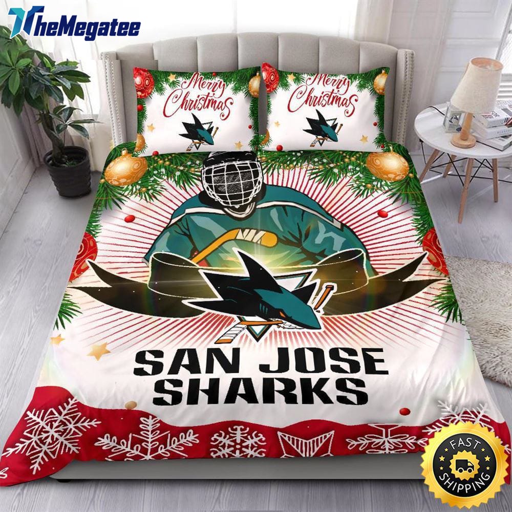 NHL San Jose Sharks Bedding Sets Merry Christmas Quilt Bedding Sets 2025 NHL San Jose Sharks Bedding Sets Merry Christmas Quilt Bedding Sets 2025