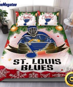 NHL St. Louis Blues Bedding Sets Merry Christmas Quilt Bedding Sets 2025