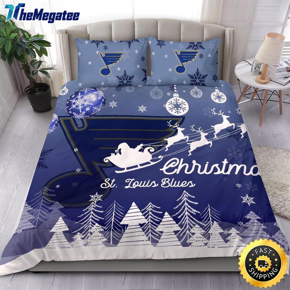 NHL St. Louis Blues Bedding Sets Santa Claus Sleigh And Reindeer Christmas Quilt Bedding Sets 2025 NHL St. Louis Blues Bedding Sets Santa Claus Sleigh And Reindeer Christmas Quilt Bedding Sets 2025