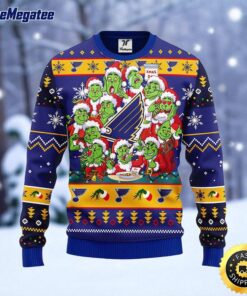NHL St. Louis Blues Ugly Sweater 12 Expressions Of Grinch During The Christmas Season Sweater For Fans
