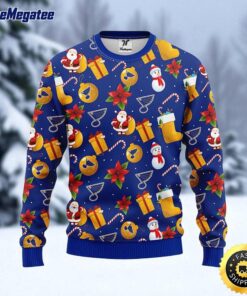 NHL St. Louis Blues Ugly Sweater Santa Claus Snowman Ugly Christmas Sweater For Fans