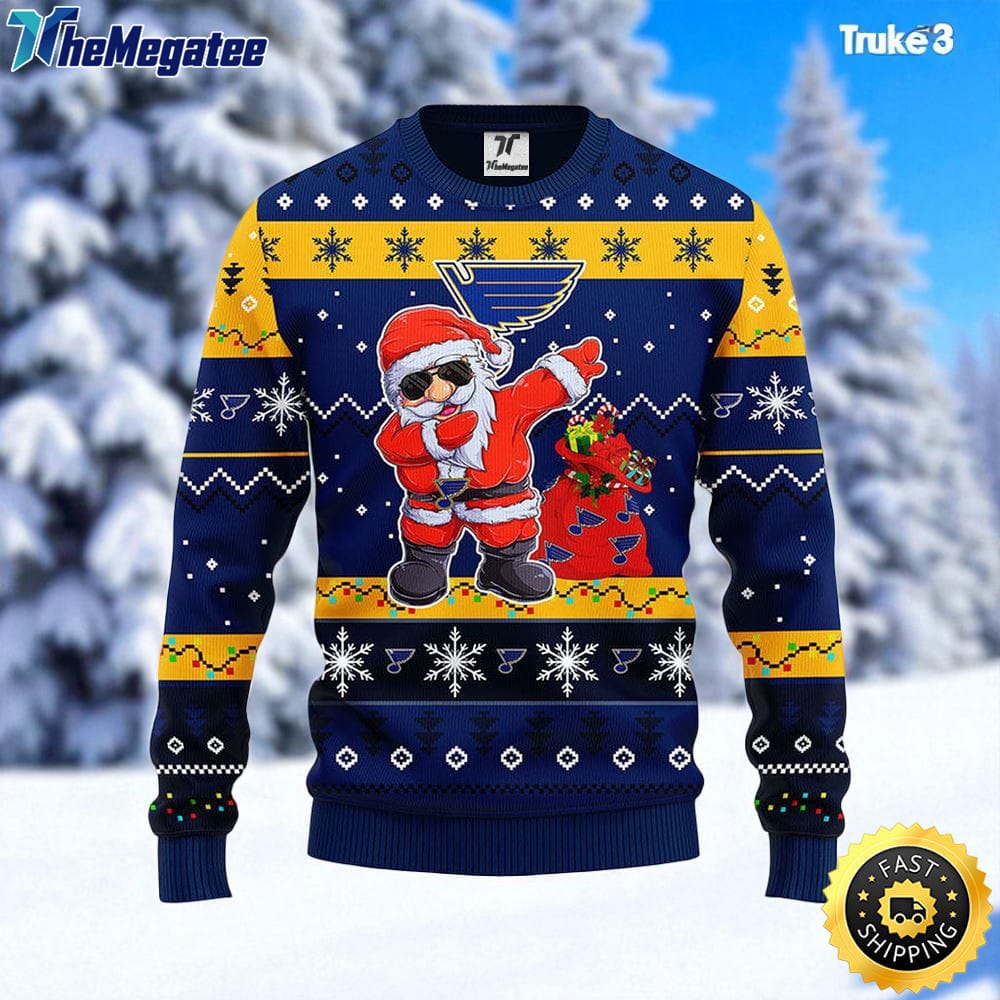 NHL St. Louis Blues Ugly Sweater Santa Claus Ugly Christmas Sweater For Fans NHL St. Louis Blues Ugly Sweater Santa Claus Ugly Christmas Sweater For Fans