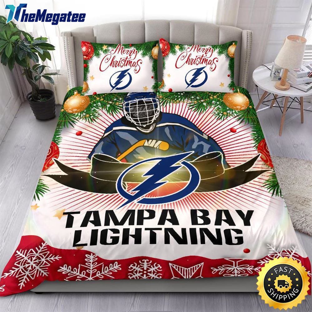 NHL Tampa Bay Lightning Bedding Sets Merry Christmas Quilt Bedding Sets 2025 NHL Tampa Bay Lightning Bedding Sets Merry Christmas Quilt Bedding Sets 2025