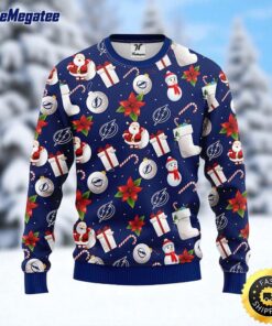 NHL Tampa Bay Lightning Ugly Sweater Santa Claus Snowman Ugly Christmas Sweater For Fans