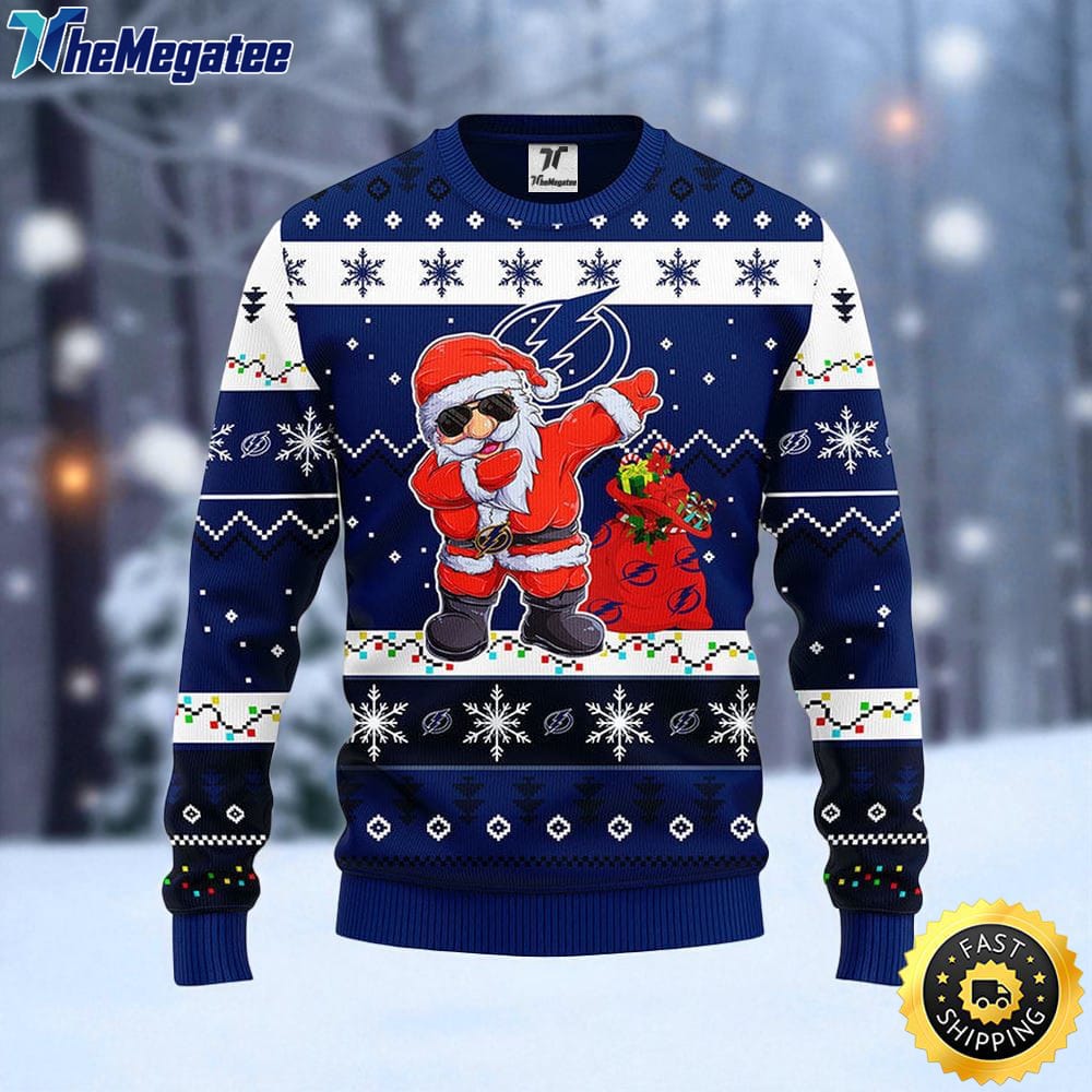 NHL Tampa Bay Lightning Ugly Sweater Santa Claus Ugly Christmas Sweater For Fans NHL Tampa Bay Lightning Ugly Sweater Santa Claus Ugly Christmas Sweater For Fans
