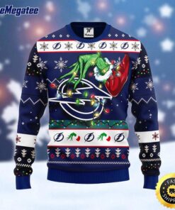 NHL Tampa Bay Lightning Ugly Sweater The Hand Of Grinch Ugly Christmas Sweater For Fans
