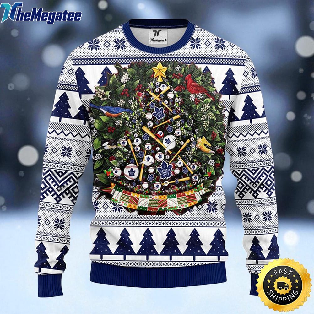 NHL Toronto Maple Leafs Ugly Christmas Sweater Ball Pine Tree, NFL Christmas Sweater NHL Toronto Maple Leafs Ugly Christmas Sweater Ball Pine Tree, NFL Christmas Sweater