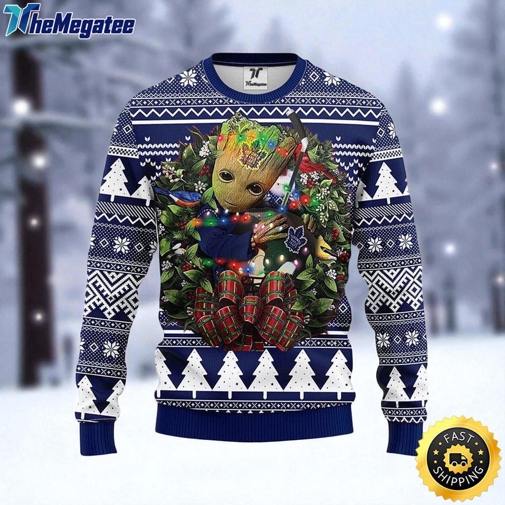 NHL Toronto Maple Leafs Ugly Sweater Groot Christmas Sweater For Fans NHL Toronto Maple Leafs Ugly Sweater Groot Christmas Sweater For Fans