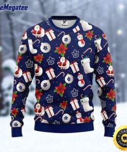 NHL Toronto Maple Leafs Ugly Sweater Santa Claus Snowman Ugly Christmas Sweater For Fans