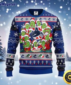 NHL Vancouver Canucks Ugly Sweater 12 Expressions Of Grinch During The Christmas Season Sweater For Fans
