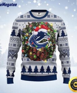NHL Vancouver Canucks Ugly Sweater Christmas Wreath Ugly Sweater For Fans