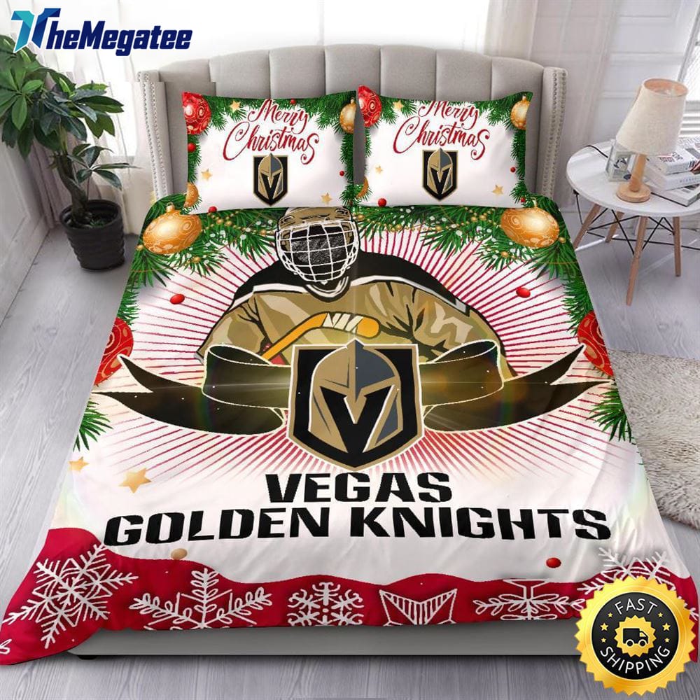NHL Vegas Golden Knights Bedding Sets Merry Christmas Quilt Bedding Sets 2025 NHL Vegas Golden Knights Bedding Sets Merry Christmas Quilt Bedding Sets 2025