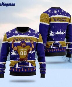 Personalized NFL Baltimore Ravens All I Need For Christmas Ugly Christmas Sweater Perfect Gift For Football Fans
