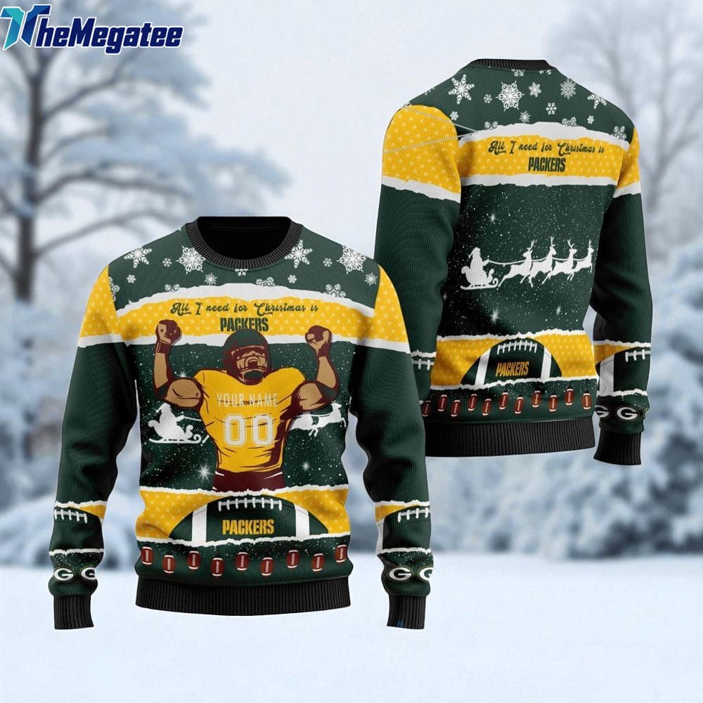 Personalized NFL Green Bay Packers All I Need For Christmas Ugly Christmas Sweater Perfect Gift For Football Fans Personalized NFL Green Bay Packers All I Need For Christmas Ugly Christmas Sweater Perfect Gift For Football Fans