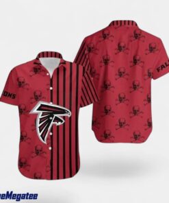 Atlanta Falcons Stripes And Skull Hawaiian Shirt, Best gifts for Atlanta Falcons  Fans