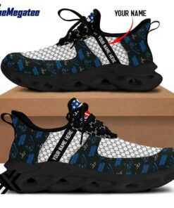 Custom Name Carolina Panthers Logo Pattern Max Soul Shoes For Fans