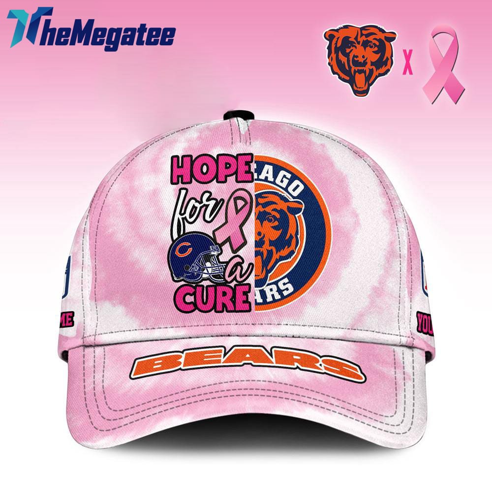 Custom Name Chicago Bears NFL Breast Cancer Awareness Baseball Cap