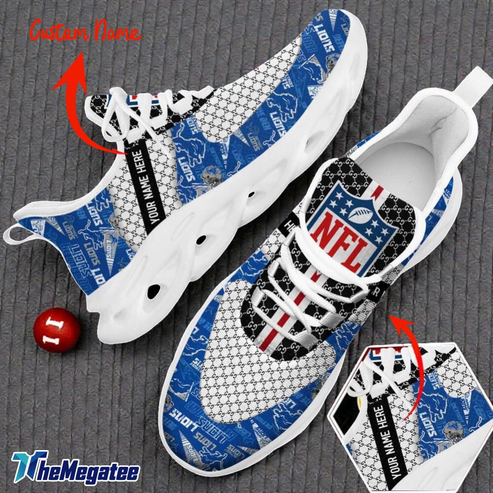 Custom Name Detroit Lions Logo Pattern Max Soul Shoes For Fans Custom Name Detroit Lions Logo Pattern Max Soul Shoes For Fans