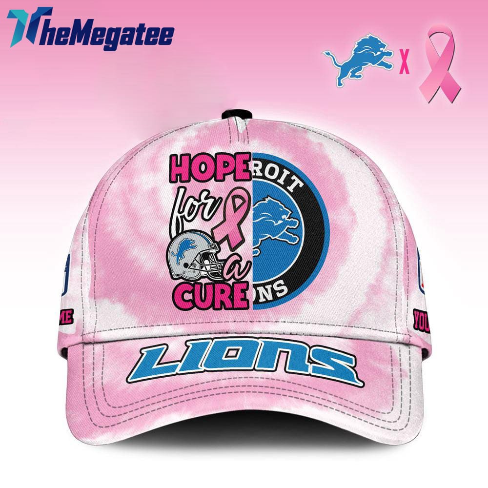 Custom Name Detroit Lions NFL Breast Cancer Awareness Baseball Cap Custom Name Detroit Lions NFL Breast Cancer Awareness Baseball Cap