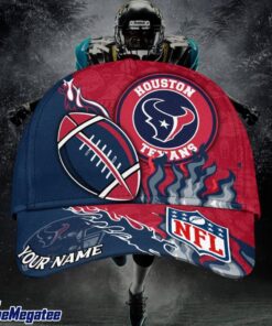 Custom Name Houston Texans NFL Dark Flame Classic Baseball Cap