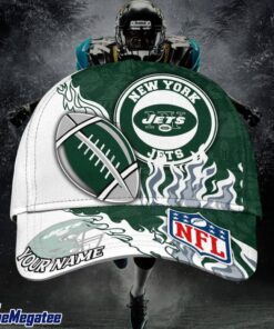 Custom Name New York Jets NFL Dark Flame Classic Baseball Cap