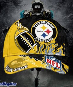 Custom Name Pittsburgh Steelers NFL Dark Flame Classic Baseball Cap