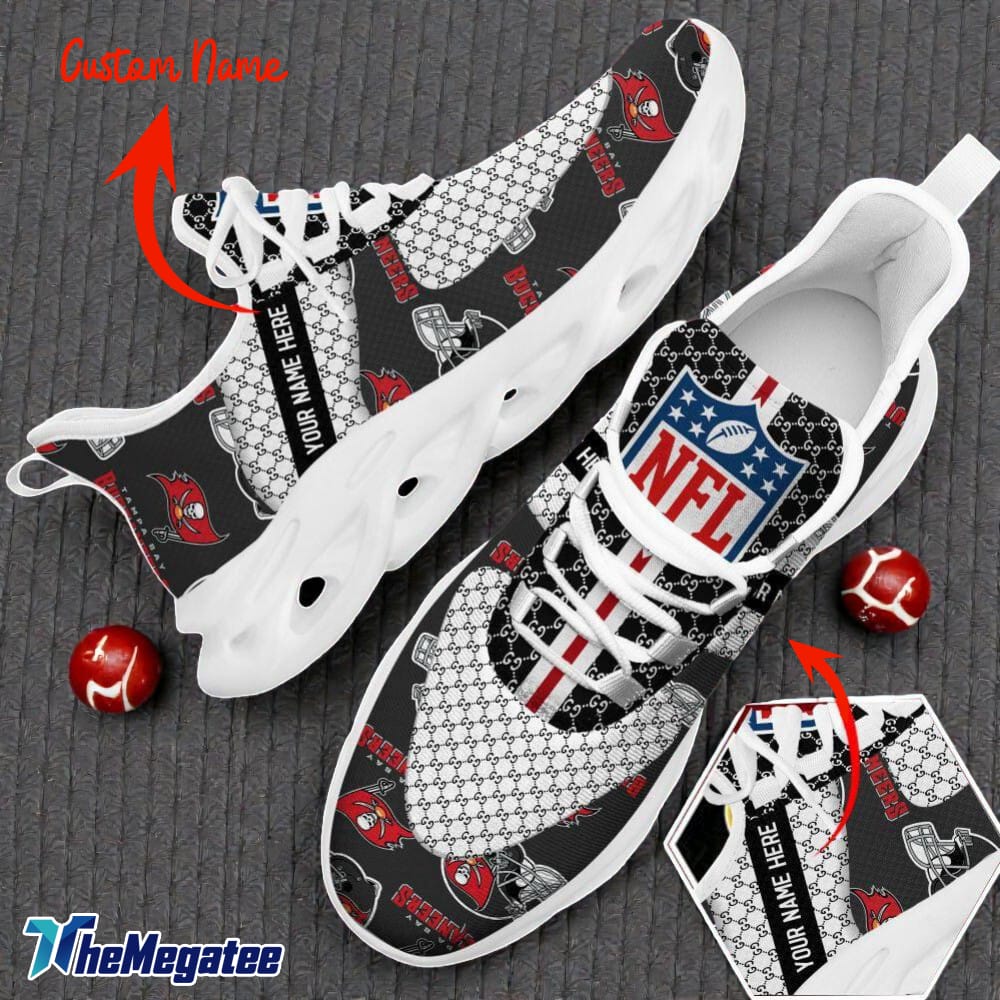 Custom Name Tampa Bay Buccaneers Logo Pattern Max Soul Shoes For Fans Custom Name Tampa Bay Buccaneers Logo Pattern Max Soul Shoes For Fans